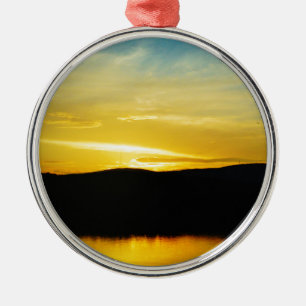 Yellow Mt Lake Sunset Silbernes Ornament