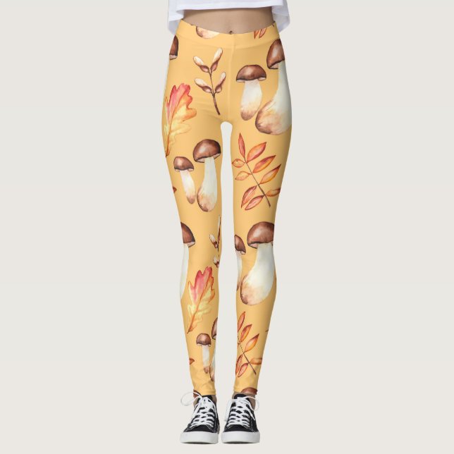 Yellow Mushroom Garden Leggings (Vorderseite)