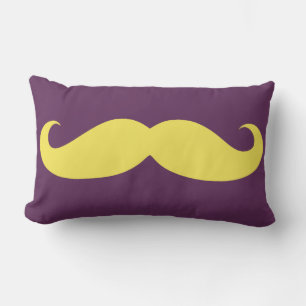 Yellow Mustache on Purple Lendenkissen
