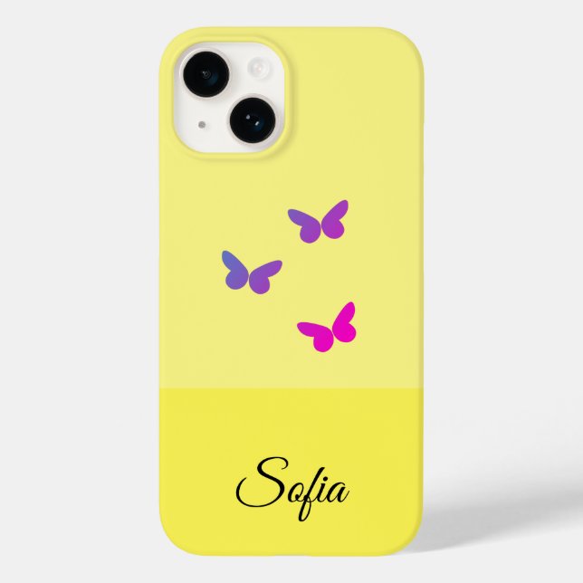Yellow Name Customization Phone Cover. Case-Mate iPhone Hülle (Rückseite)