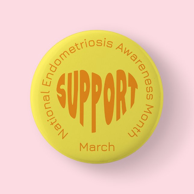 Yellow National Endometriosis Awareness Month Button (Endo)