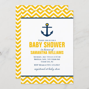 Yellow Nautical Baby Dusche Einladung