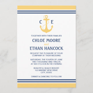 Yellow Nautical Wedding Einladungen
