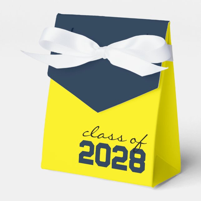 Yellow & Navy Blue Abschluss Fevor Boxes Geschenkschachtel (Vorderseite)
