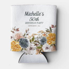 Yellow Navy Blue Floral 50. Geburtstag Dosenkühler