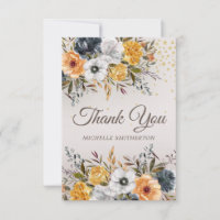 Yellow Navy Blue Floral Glitzer Geburtstag