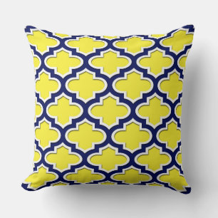 Yellow Navy Blue White marokkanischer Quarter #3DS Kissen