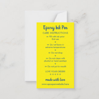 Yellow Navy Care Instructions for Epoxy Pen Mitteilungskarte