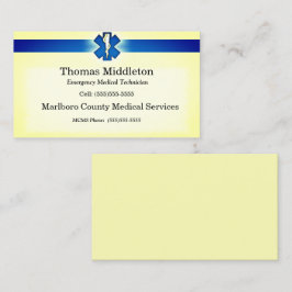 Yellow Navy Star of Life EMS / EMT Contact Card Visitenkarte