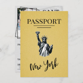 Yellow New York City Passport Save the Date