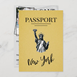 Yellow New York City Passport Save the Date