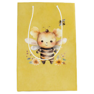 Yellow Niedlich Bee Florals Baby Dusche Mittlere Geschenktüte