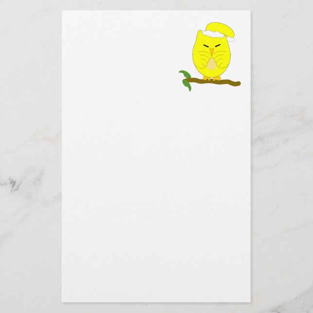 Yellow Night Owl Design Briefpapier (Vorderseite)