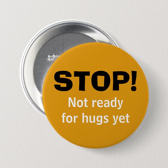 Yellow NO HUGS Button (Vorne & Hinten)
