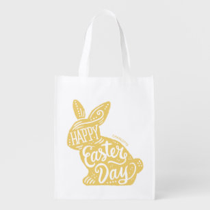 Yellow Oaster Bunny Personalisiert Egg Hunt Wiederverwendbare Einkaufstasche