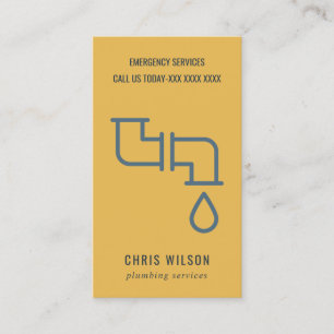 YELLOW OCHRE NAVY PLUMBER SERVICE PIPS PLUMBING VISITENKARTE