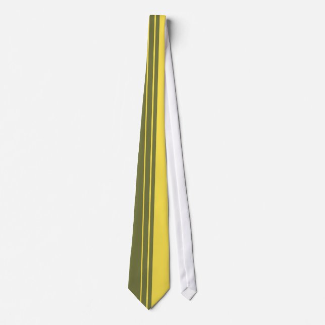 Yellow Olive Stripes Pattern Tie Krawatte (Vorderseite)