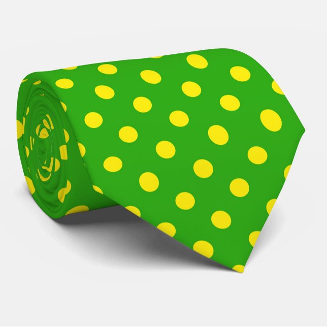 Yellow On Green Polka Dots Pattern Design  Krawatte (Von Creator hochgeladen)