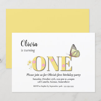 Yellow One 1. Geburtstag Party Einladung