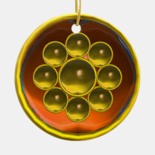 YELLOW ORANGE AGATE GEMSTONE MON KERAMIK ORNAMENT