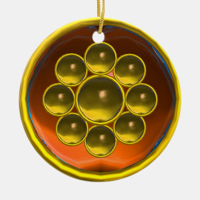YELLOW ORANGE AGATE GEMSTONE MON KERAMIK ORNAMENT (Vorne)