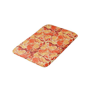 Yellow Orange Bali Batik Style Paisley Pattern Badematte