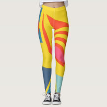 Yellow & Orange Bits ’n Pieces Abstract Leggings