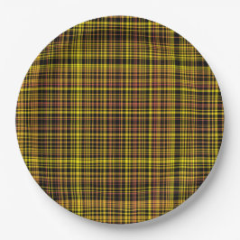 Yellow Orange Black Plaid Pattern Pappteller