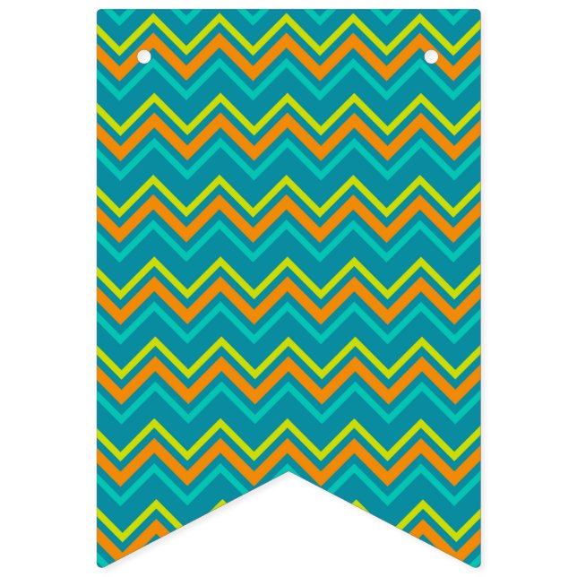 Yellow Orange Blue Zig Zag Line Geometric Dinosaur Wimpelkette (Erste Fahne)