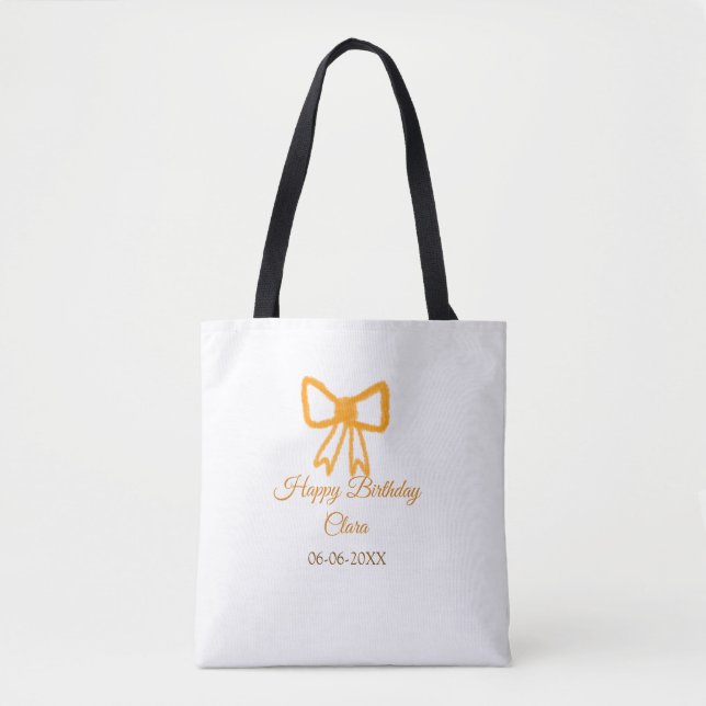 Yellow orange bow watercolor retro Happy Geburtsta (Vorderseite)