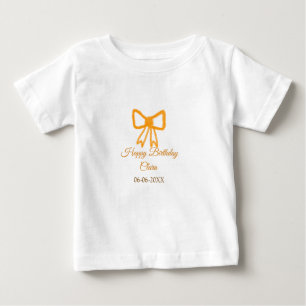 Yellow orange bow watercolor retro Happy Geburtsta Baby T-shirt