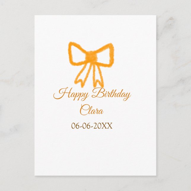 Yellow orange bow watercolor retro Happy Geburtsta Postkarte (Vorderseite)