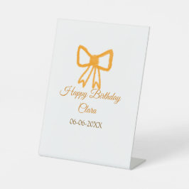 Yellow orange bow watercolor retro Happy Geburtsta Sockelschild