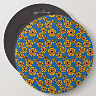 Yellow Orange Flowers Pattern Button