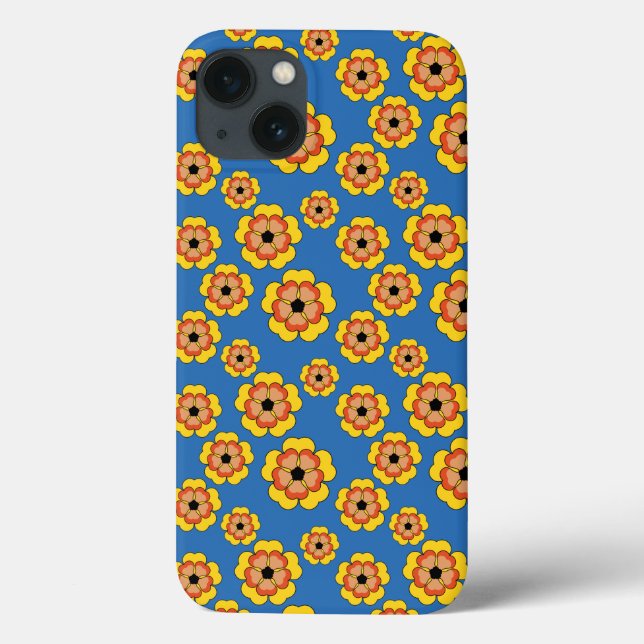 Yellow Orange Flowers Pattern Case-Mate iPhone Hülle (Rückseite)