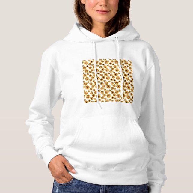 Yellow Orange Flowers Pattern Hoodie (Vorderseite)