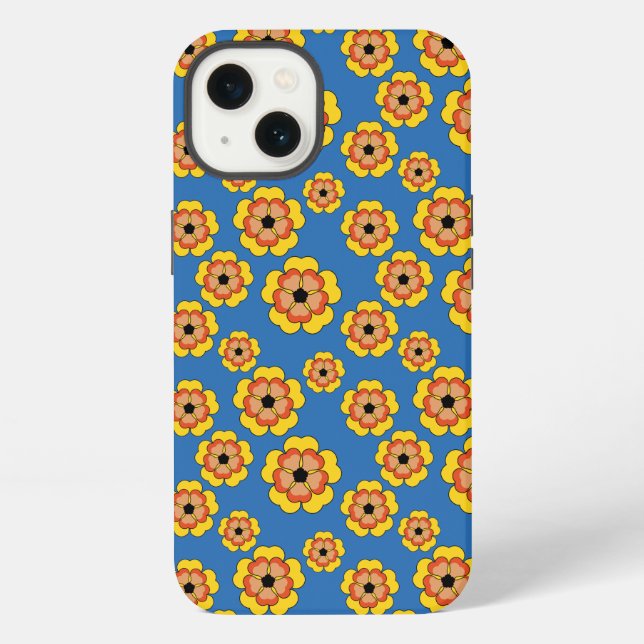 Yellow Orange Flowers Pattern iPhone Hülle (Rückseite)