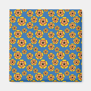 Yellow Orange Flowers Pattern Magnet