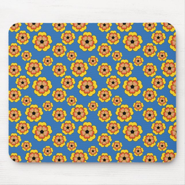 Yellow Orange Flowers Pattern Mousepad (Vorne)