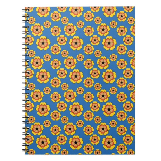 Yellow Orange Flowers Pattern Notizblock (Vorderseite)