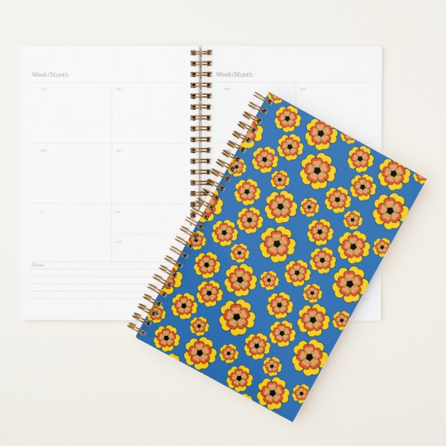 Yellow Orange Flowers Pattern Planer (Anzeige)