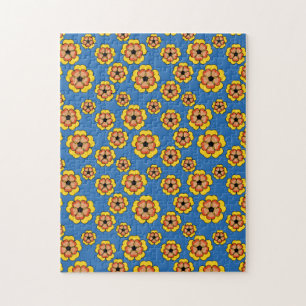 Yellow Orange Flowers Pattern Puzzle