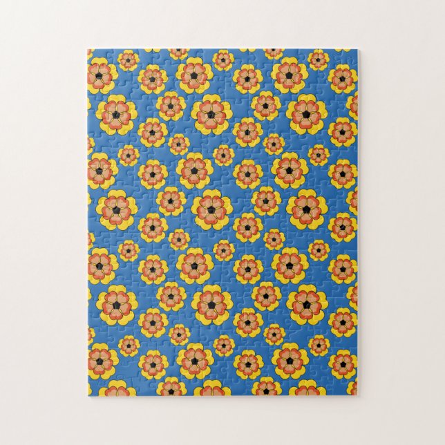 Yellow Orange Flowers Pattern Puzzle (Vertikal)