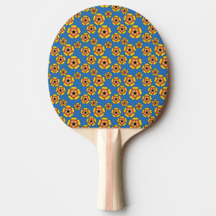 Yellow Orange Flowers Pattern Tischtennis Schläger