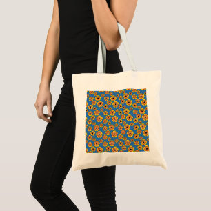 Yellow Orange Flowers Pattern Tragetasche