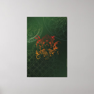 Yellow Orange Green Elephant Ganesha Mandala Leinwanddruck