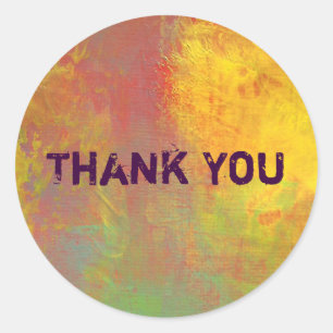 Yellow Orange Green Rustic Grunge Vielen Dank Runder Aufkleber