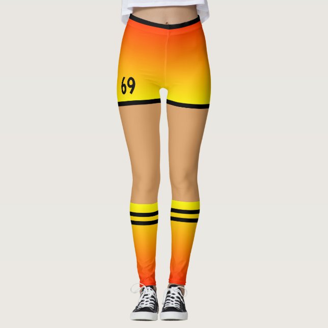 Yellow Orange Imitate Shorts and Socks Sport Leggi Leggings (Vorderseite)