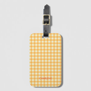 Yellow Orange Ish Preppy Gingham Kariert Gepäckanhänger