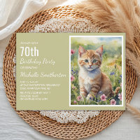 Yellow Orange Kitten Cat Lover 70. Geburtstag